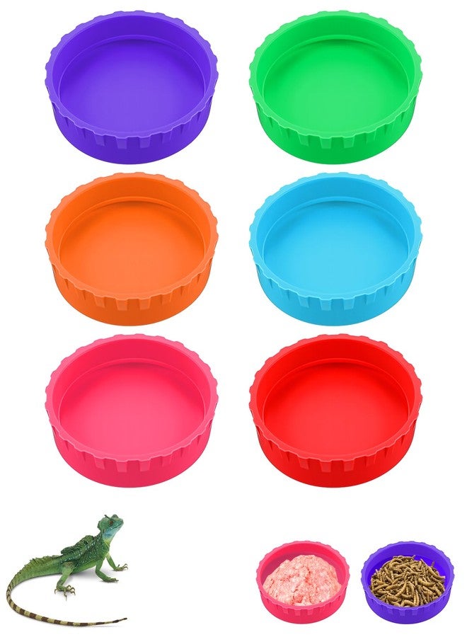 Guduling 6 Pcs Gecko Feeding Cups,Silicone Geckos Food Cup,Silicone Crested Gecko Food,and Water Bowl,Reptile Feeding Cups for Geckos,Isopods,Lizards,Tarantula,Small Pets,Easy Clean & 6 Colors - Image 1